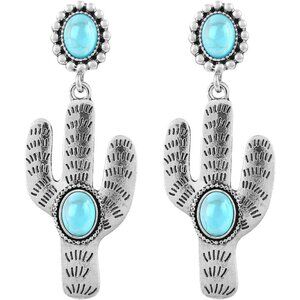 Turquoise Cactus shaped Vintage Long Summer Earring for Women Jewelry